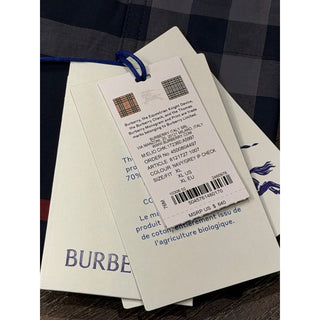 Burberry Elio Check Short Sleeve Shirt Navy/Grey IP Check XL 8121727 NWT $640