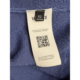 Versace Barocco Leafy Jacquard Wool Knit Sweater Blue 42 US (52 Eu) 1021722 NWT