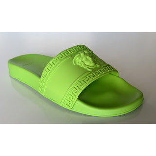 NIB Versace Medusa Head Slides Sandals Neon Green 9 US (42 Euro) DSU5883 Italy
