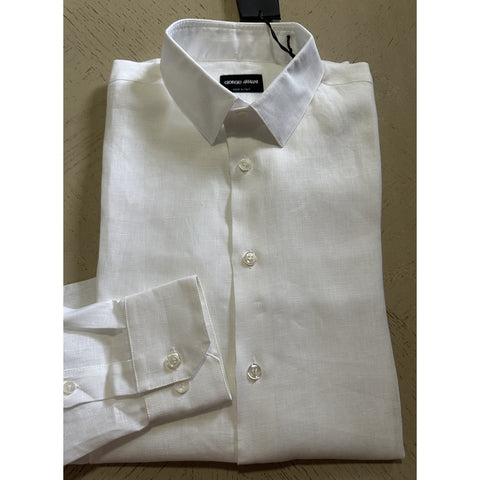 Giorgio Armani Men 100% Linen Shirt White Size 46/18.5 New $695 Italy