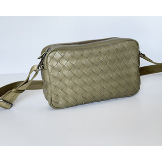 Bottega Veneta Intrecciato Leather Crossbody Bag Taupe 710048 Italy NWT $2500