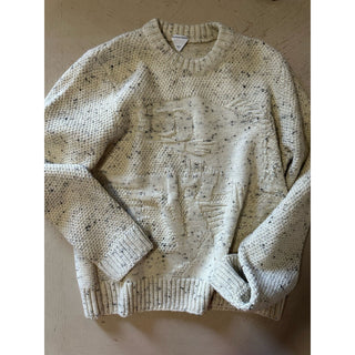 NWT $1200 Bottega Veneta Men Crewneck Wool Sweater White/Cream Size M