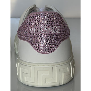 Versace Crystal Greek Women’s White/Pink Leather Sneakers 11.5 US 1013568 NIB