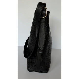 Gucci GG Emblem Leather Medium Black Tote Shoulder Bag 847452 Italy NWOT