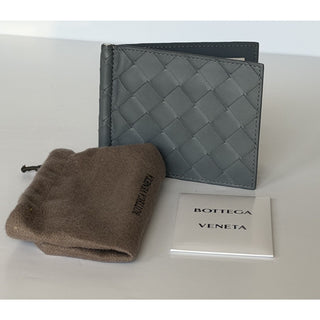 Bottega Intrecciato Veneta Leather Gray Wallet with Money Clip 592626 NWT $600