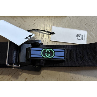 New Gucci Men’s Gucci Print Canvas/Leather Belt Black 110/44 778889