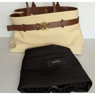 Versace Medusa Top Handle Large Tote Canvas/Leather Beige Bag 1022470 IT NWT