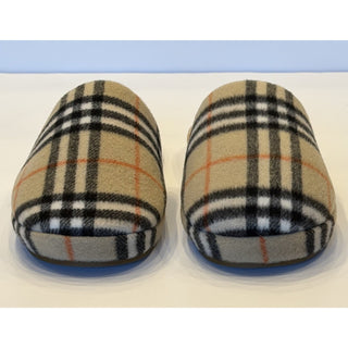 Burberry Check Wool Blend Slippers Beige Men 11 US (44 Eu) IT 8123284 NIB $525