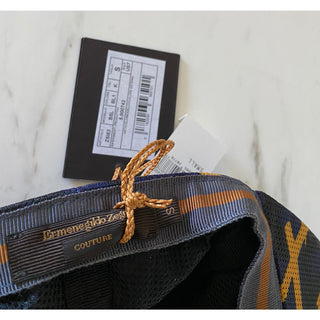 NWT Ermenegildo Zegna Couture Crest Embossed Baseball Hat Navy Size S Italy