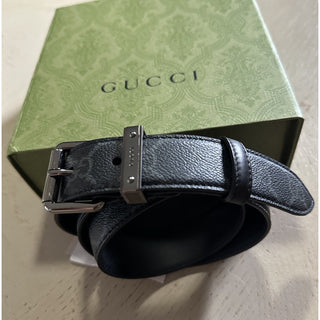 New Gucci Men’s GG Print Leather Belt Black 90/36