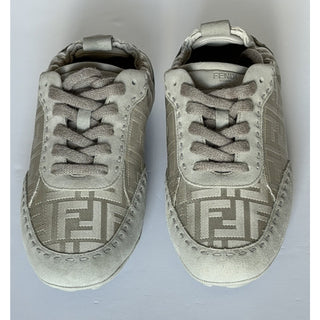 Fendi Fit FF Jacquard Suede Sneakers Grey Men 10 US (9 Fendi) IT 7E1842 NIB $950