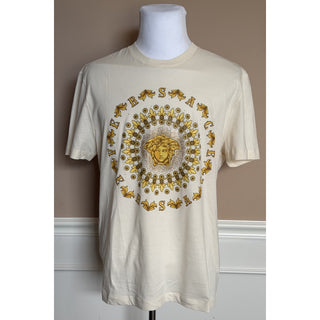 Versace Medusa Print with Studs Ivory Cotton Jersey T-Shirt 2XL 1011861 NWT $925
