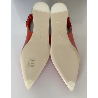 NIB $620 Bottega Veneta Women's Flat Pump Reddish Orange Shoes 9 US 565640 Italy