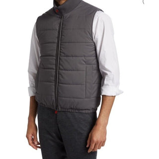New $4135 Kiton Quilted Stand-Collar Puffer Vest Gilet Gray Size 46 US/58 Eu