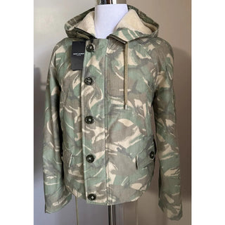 New $3390 Saint Laurent PARKA CAPUCHE CAMOUFLAGE MILI. Jacket Coat 44 US/54 Eu