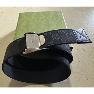 New Gucci Men’s GG Print Canvas/Leather Belt Black 95/38