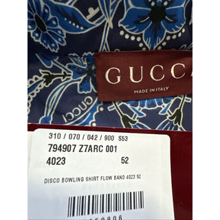 New $1300 Gucci Men’s Flower Bandana Print Shirt Blue Size 52/XL