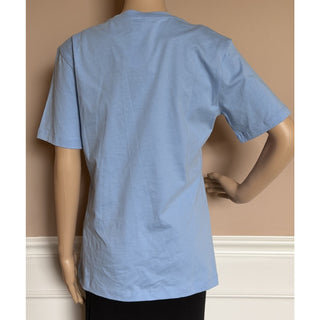 Versace Women's Silver Medusa Light Blue Jersey T-Shirt 4 (38 Euro) 1016967 NWT