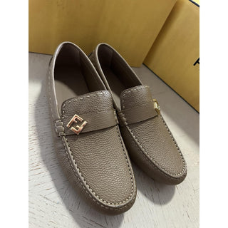 Fendi FF Leather Brown Driver Shoes 10 US (9 Fendi) 7D1682 IT NIB $830