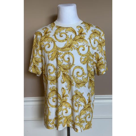Versace Baroque Cotton Jersey T-Shirt White/Gold 6XL 1019460 NWT