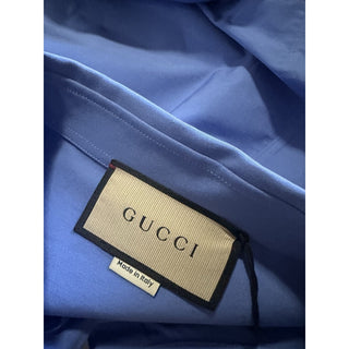 New $1800 Gucci Men’s Super Heavy Popeline Shirt Blue Size 52 Eu /XL