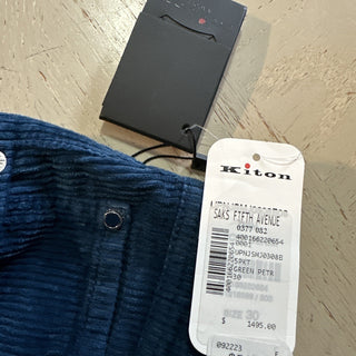 NWT $1495 Kiton Men’s Corduroy Cashmere Blend Pants Sky Blue 30 US/46 Eu Italy