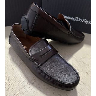 New Ermenegildo Zegna Leather Moccasin Driver Loafers DK Brown 10.5 US/43.5 Eu
