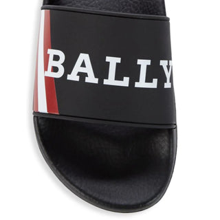 NIB $195 Bally Men's Slide Rubber Black Simon Logo Sandals 11 US 6234034