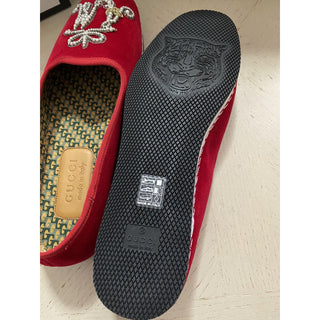 NIB $980 Gucci Mens Velvet Loafers Shoes Red 8 US / 7 UK