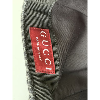 Gucci Herringbone Wool/Silk Baseball Hat Charcoal Logo Cap Size Large 817497 NWT
