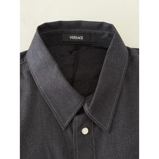 Versace Embroidered Long Sleeve Shirt Charcoal 44 US (54 Eu) 1021351 NWT $1700