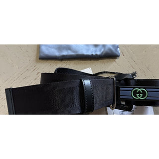 New Gucci Men’s Gucci Print Canvas/Leather Belt Black 100/40 778889