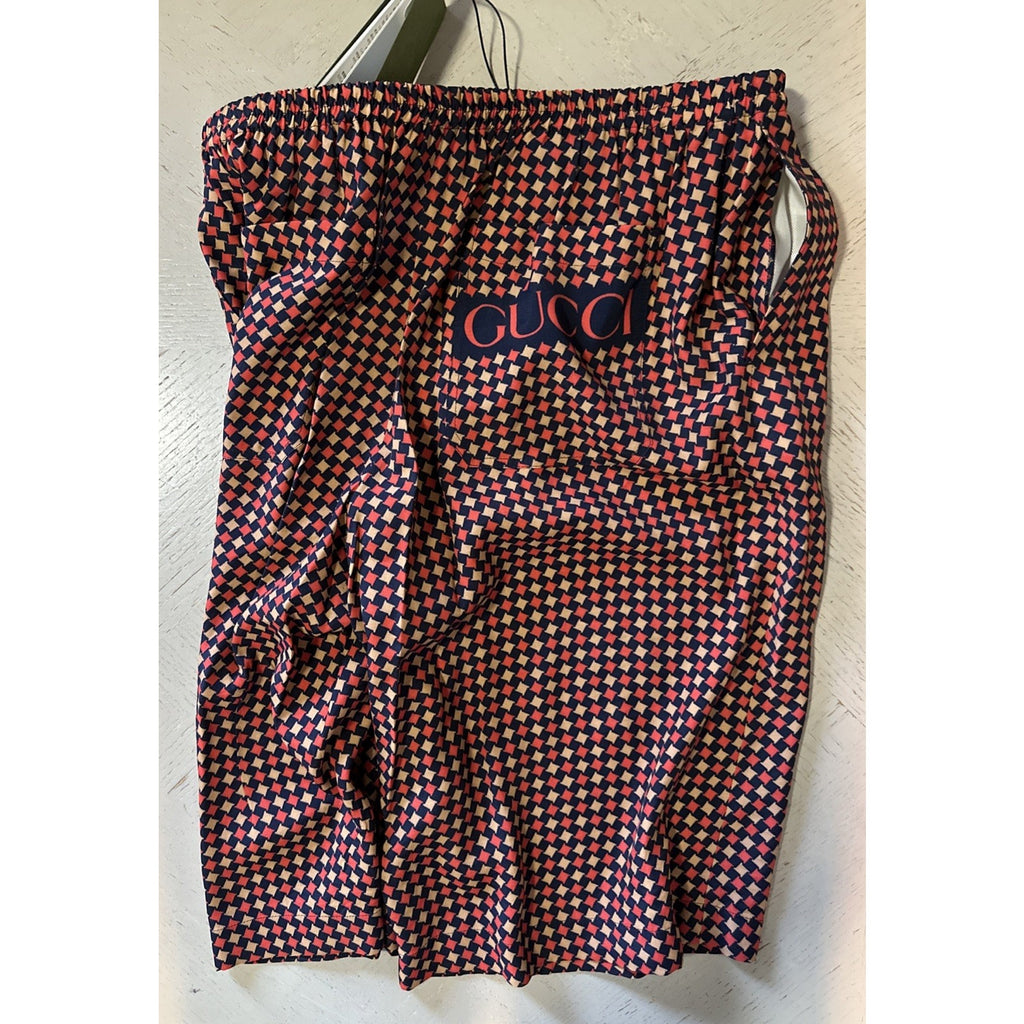 NWT $1280 Gucci Men Drawstring Gucci Print Short Pants Blue/Red/Mul 40 US/56 Eu