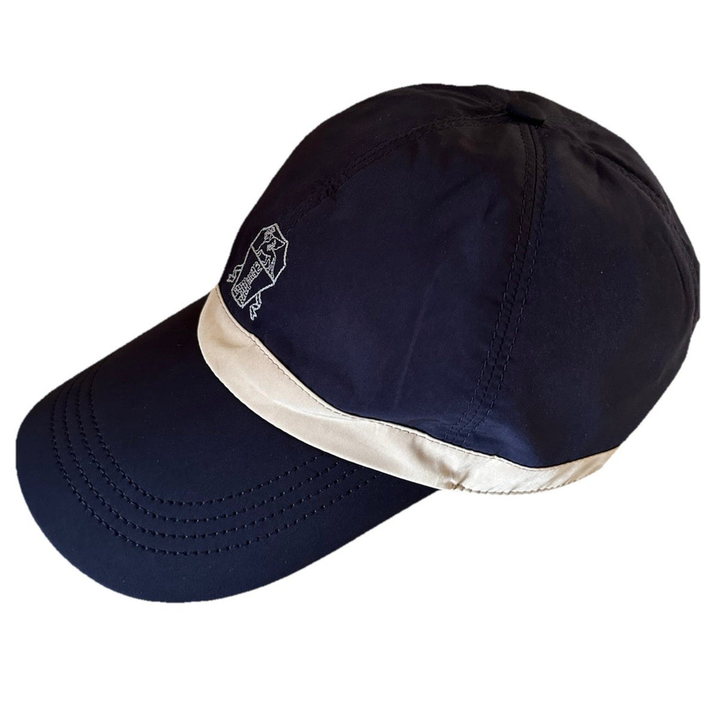 NWT Brunello Cucinelli Men Logo Print Baseball Cap Hat Navy Size L