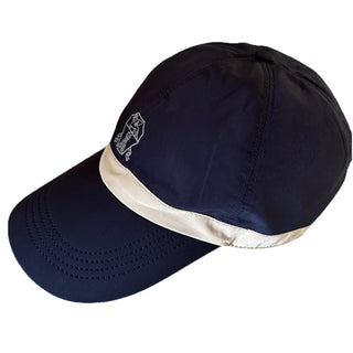 NWT Brunello Cucinelli Men Logo Print Baseball Cap Hat Navy Size L