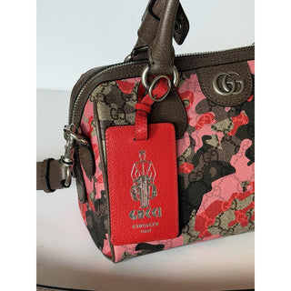 Gucci GG Small Boston Duffle Bag Pink/Red/Brown Camo Shoulder Bag 854860 NWT