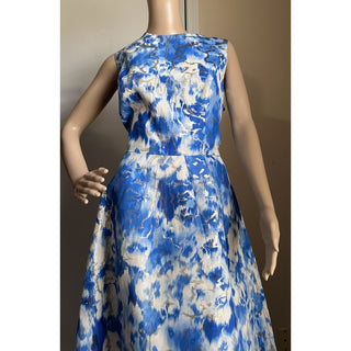 New $2790 Carolina Herrera Dress Blue/Silver 14 US