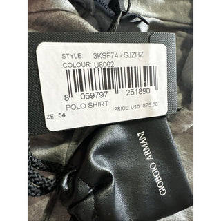 NWT $875 Giorgio Armani Mens Silk/Cotton Polo Shirt Gray 44 US/54 Eu ( XL )Italy