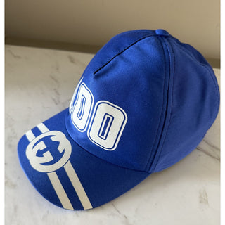 NWT Gucci Mens GG Logo Baseball Cap hat Royal Blue Size L