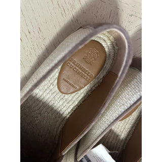 NIB Brunello Cucinelli Men Raffia Espadrille Loafers Shoes Off White 9 US/42 EU