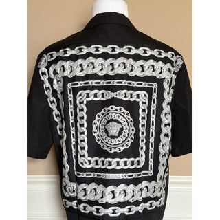 Versace Medusa Chains Short Sleeve Shirt Black 54 Eu (2XL) 1018843 IT NWT $1475