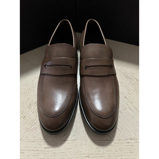 ZEGNA Leather Loafers Shoes Brown 10 US/43 Eu New $950