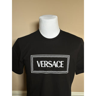 Versace Black Embroidered 90s Vintage Logo T-Shirt 6 (42) 1011882 NWT $750