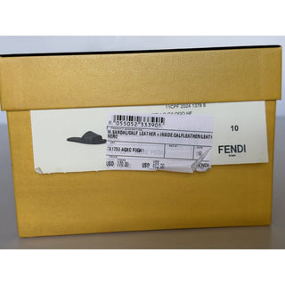 Fendi Roma Logo Leather Slide Sandals Black 11 US (10 Fendi) IT 7X1753 NIB $770