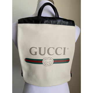 New Gucci GG Monogram Leather Backpack Bag Tan/Black 523586 Italy