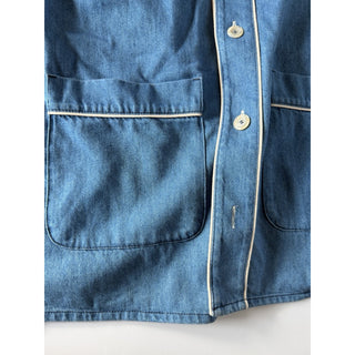 Gucci Varsity G Patch Denim Shirt Bright Blue Men 48 Euro (Oversized) 753105 NWT