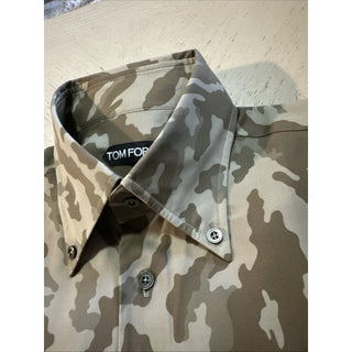 New $1170 TOM FORD Men Button Down Shirt Color Military Size 41/16