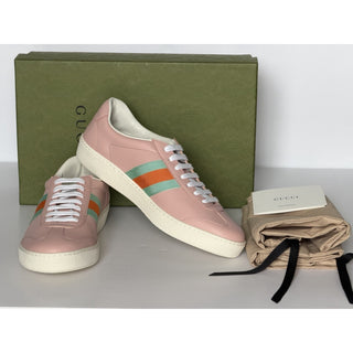 Gucci G74 Women’s Web Low-Top Sneakers in Perfect Pink 8.5 US (38.5) 858533 NIB