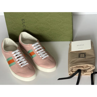 Gucci G74 Women’s Web Low-Top Sneakers in Perfect Pink 8 US (38 Euro) 858533 NIB