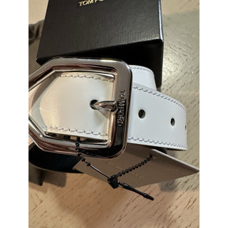 New $790 TOM FORD Mens Leather Belt White 110/44 Italy